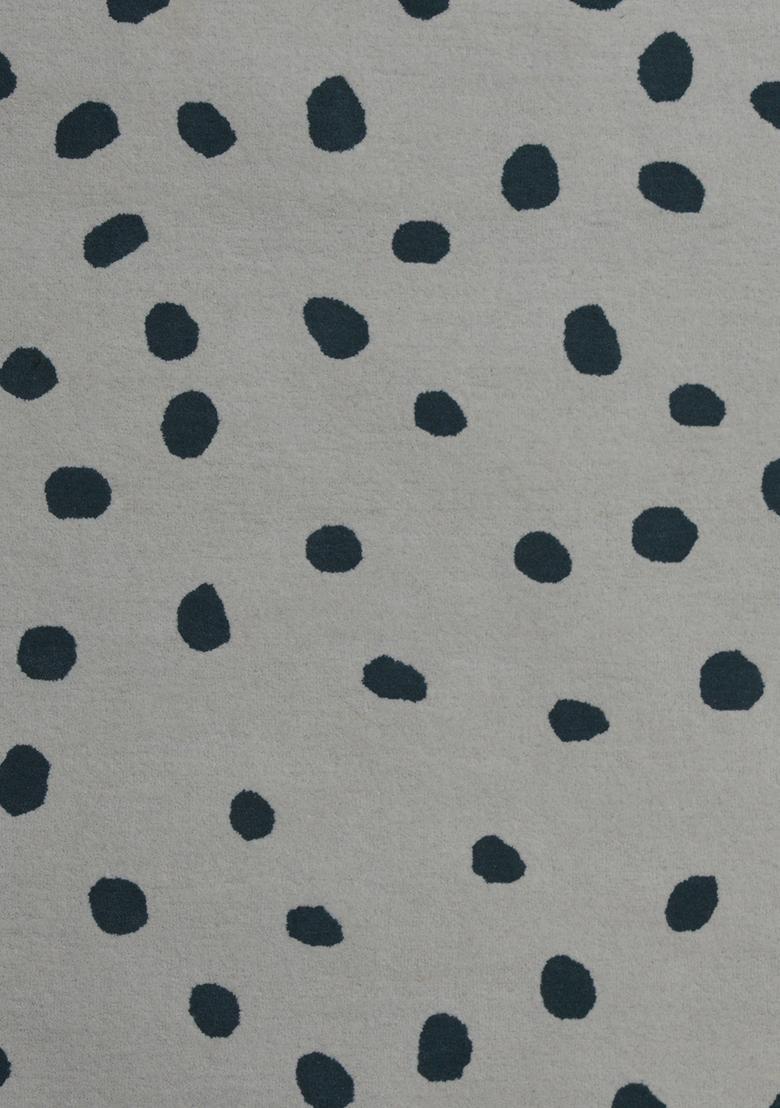 Saffron Rugs Hand-Tufted 80% Wool Rectangular Rug | Dark Green | Cotton Backing | Contemporary Polka Dots - Indya