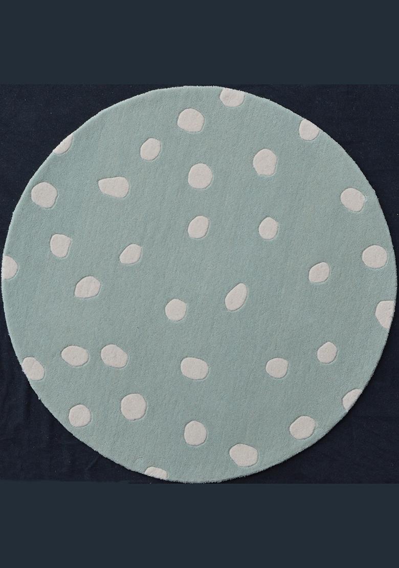 Saffron Rugs Hand-Tufted 80% Wool Round Rug | Mint Green | Cotton Backing | Casual Polka Dots - Indya