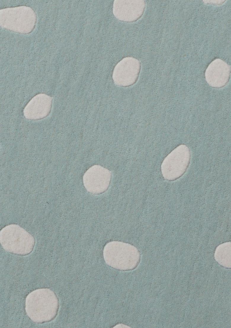 Saffron Rugs Hand-Tufted 80% Wool Round Rug | Mint Green | Cotton Backing | Casual Polka Dots - Indya