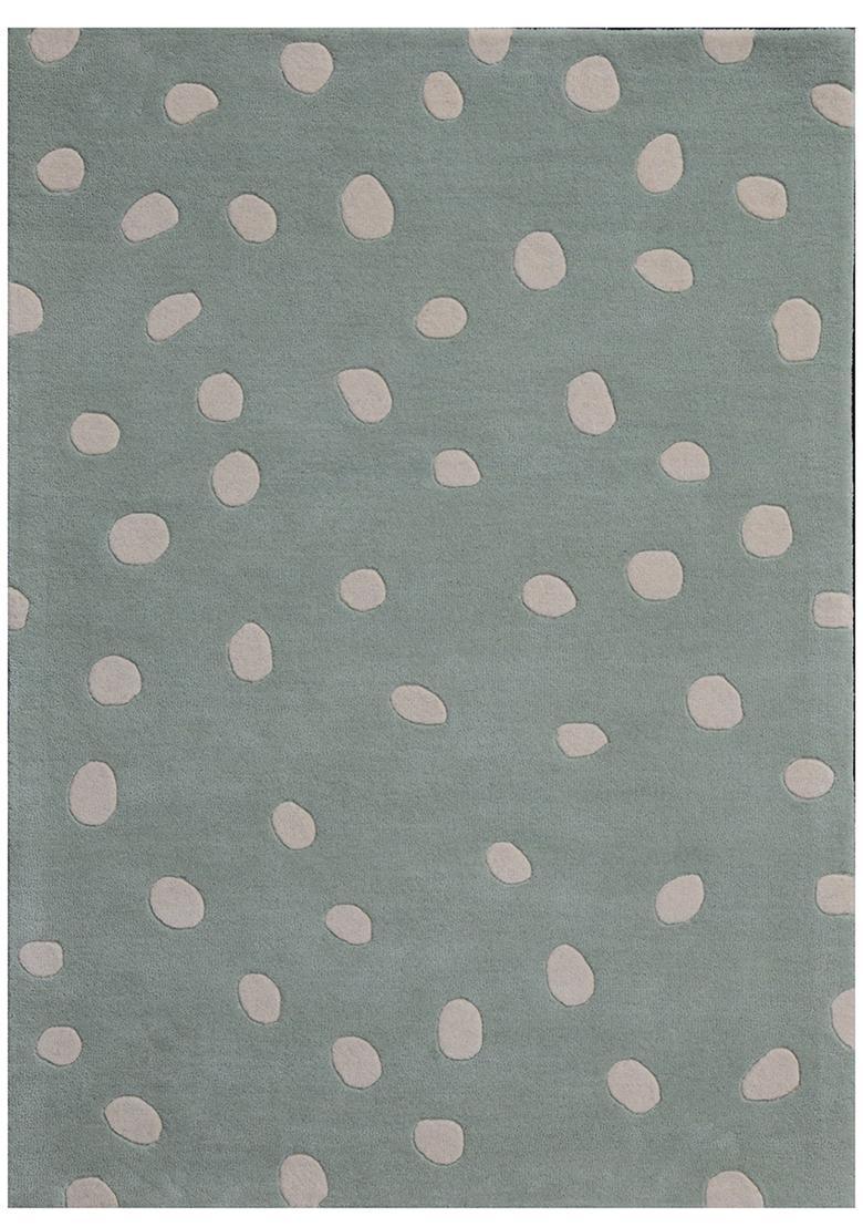 Saffron Rugs Hand-Tufted 80% Wool Rectangular Rug | Mint Green | Cotton Backing | Contemporary Polka Dots - Indya