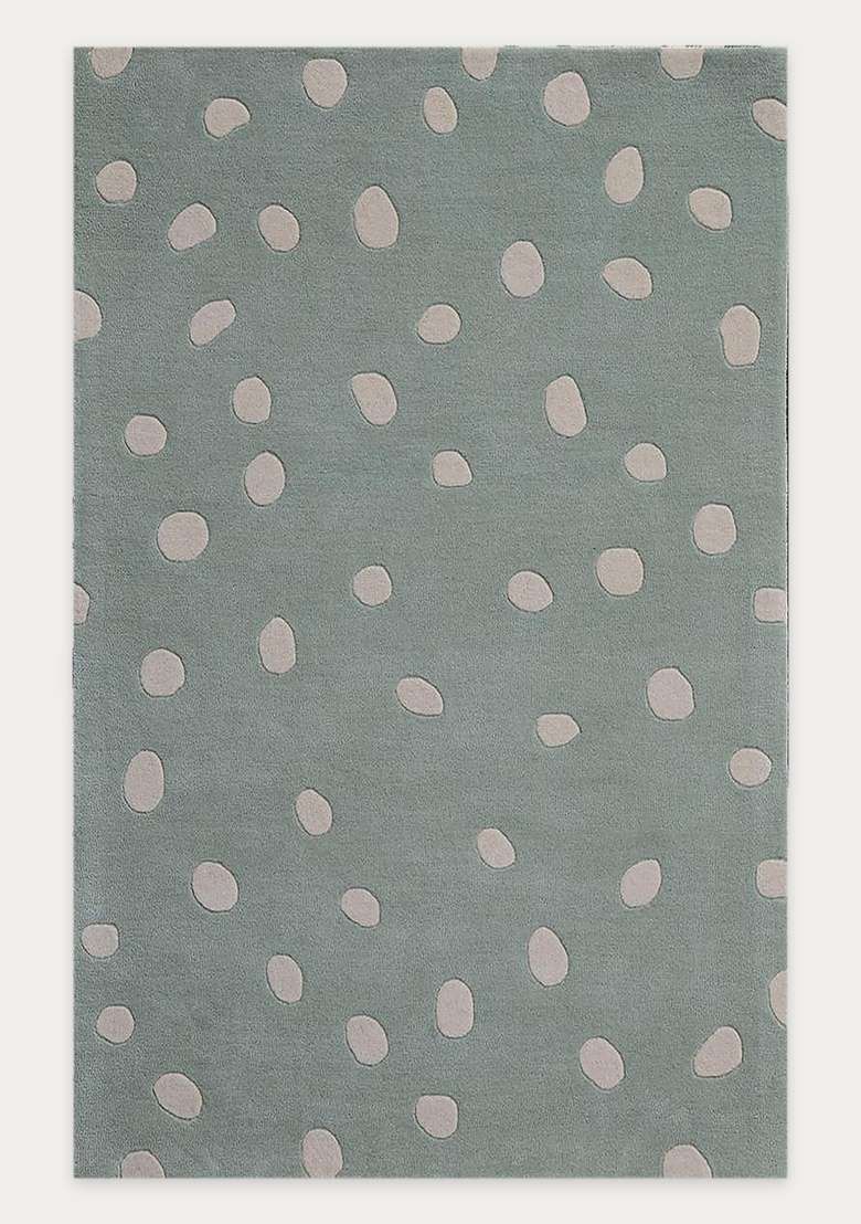 Saffron Rugs Hand-Tufted 80% Wool Rectangular Rug | Mint Green | Cotton Backing | Contemporary Polka Dots - Indya