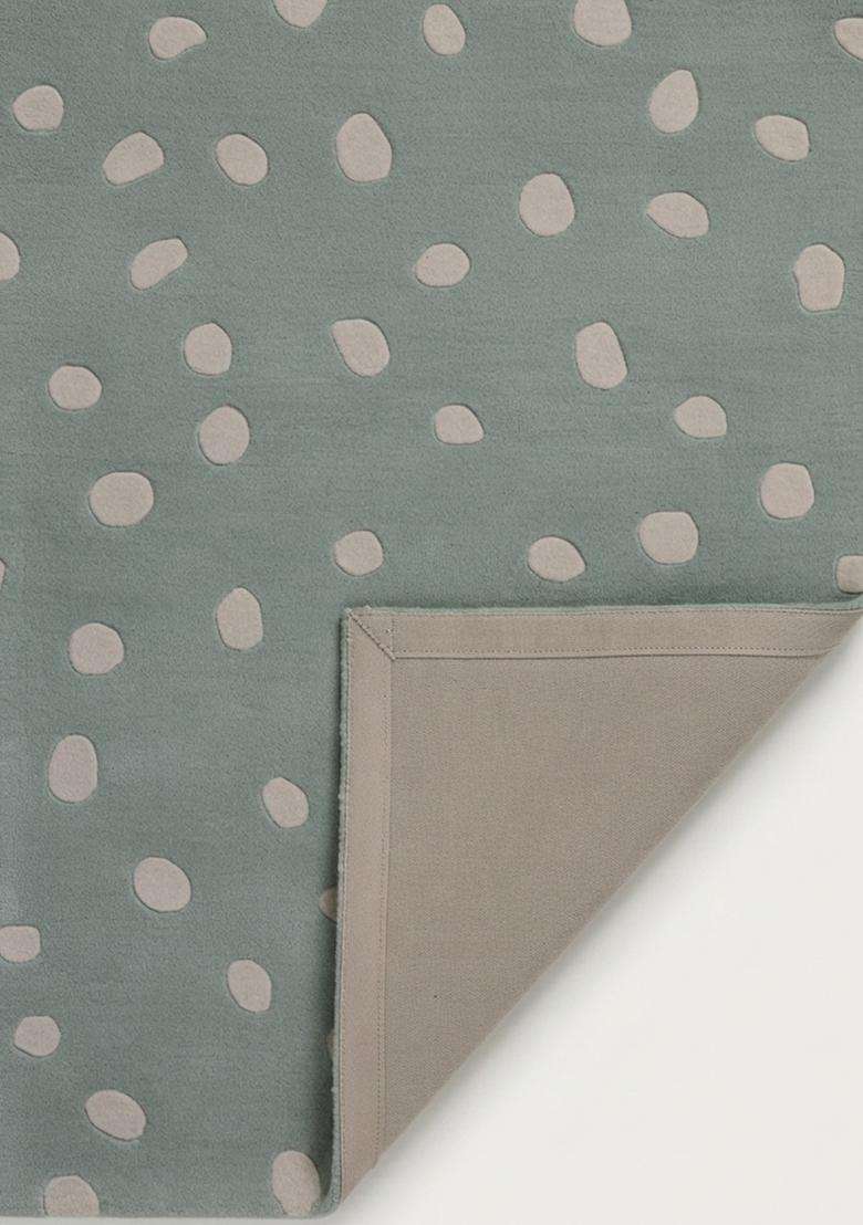 Saffron Rugs Hand-Tufted 80% Wool Rectangular Rug | Mint Green | Cotton Backing | Contemporary Polka Dots - Indya