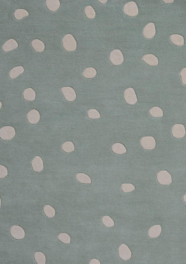Saffron Rugs Hand-Tufted 80% Wool Rectangular Rug | Mint Green | Cotton Backing | Contemporary Polka Dots - Indya