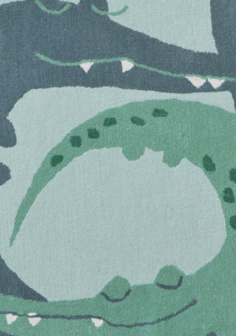 Saffron Rugs Hand-Tufted 80% Wool Round Rug | Green | Cotton Backing | Casual Animal Print - Indya