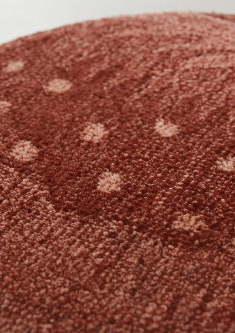 Saffron Rugs Hand-Tufted 80% Wool Round Rug | Rust Red | Cotton Backing | Bohemian Solid - Indya