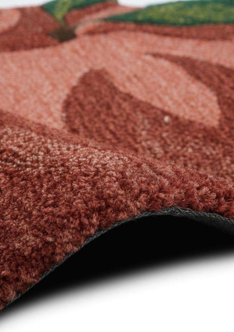 Saffron Rugs Hand-Tufted 80% Wool Round Rug | Terracotta Red | Cotton Backing | Casual Solid - Indya