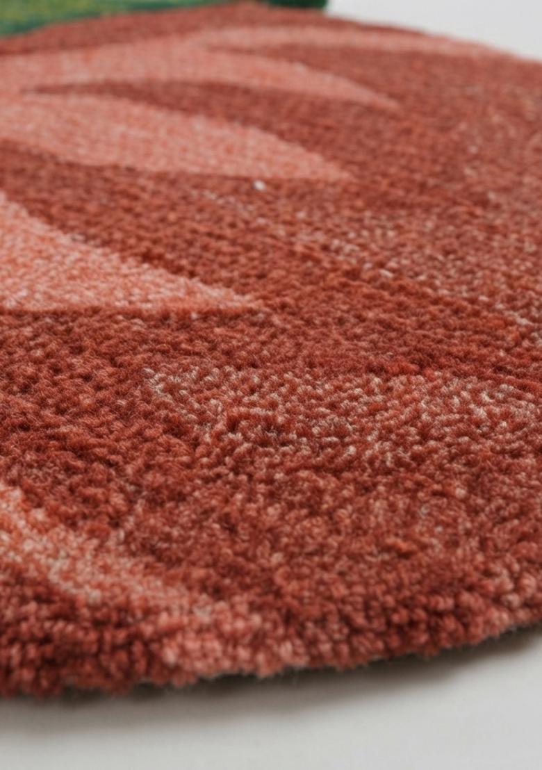 Saffron Rugs Hand-Tufted 80% Wool Round Rug | Terracotta Red | Cotton Backing | Casual Solid - Indya