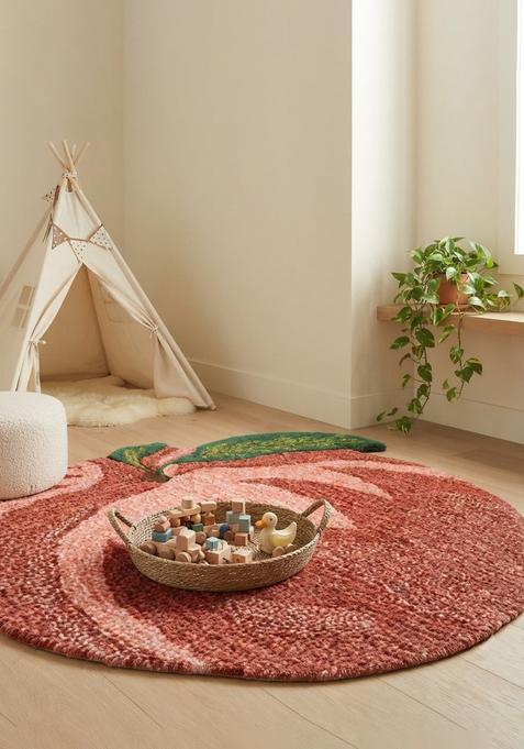 Saffron Rugs Hand-Tufted 80% Wool Round Rug | Terracotta Red | Cotton Backing | Casual Solid