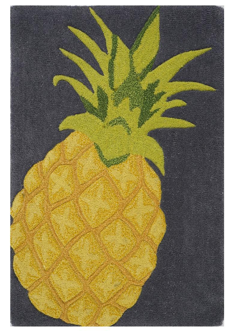 Saffron Rugs Hand-Tufted 80% Wool Rectangular Rug | Yellow Gold | Cotton Backing | Tropical Floral - Indya