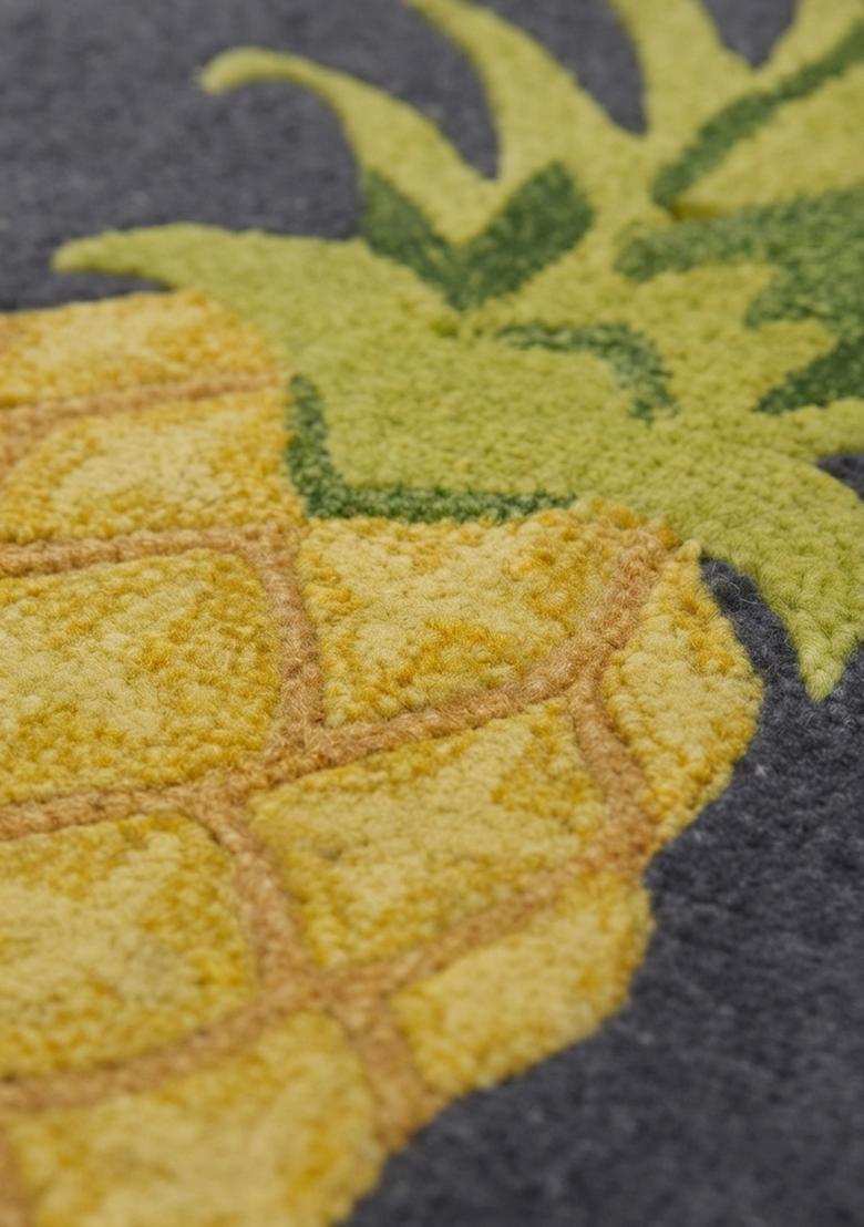 Saffron Rugs Hand-Tufted 80% Wool Rectangular Rug | Yellow Gold | Cotton Backing | Tropical Floral - Indya