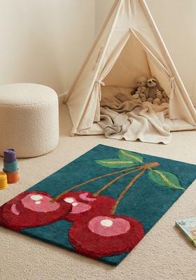 Saffron Rugs Hand-Tufted 80% Wool Rectangular Rug | Teal | Cotton Backing | Casual Floral