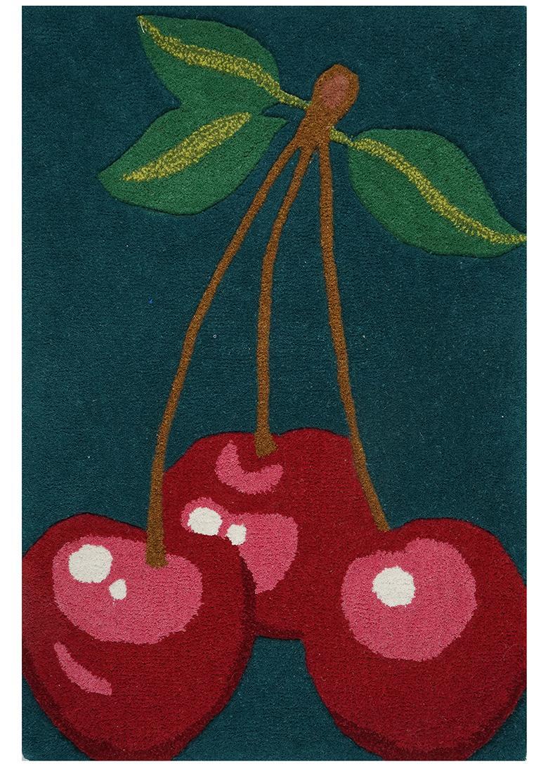 Saffron Rugs Hand-Tufted 80% Wool Rectangular Rug | Teal | Cotton Backing | Casual Floral - Indya