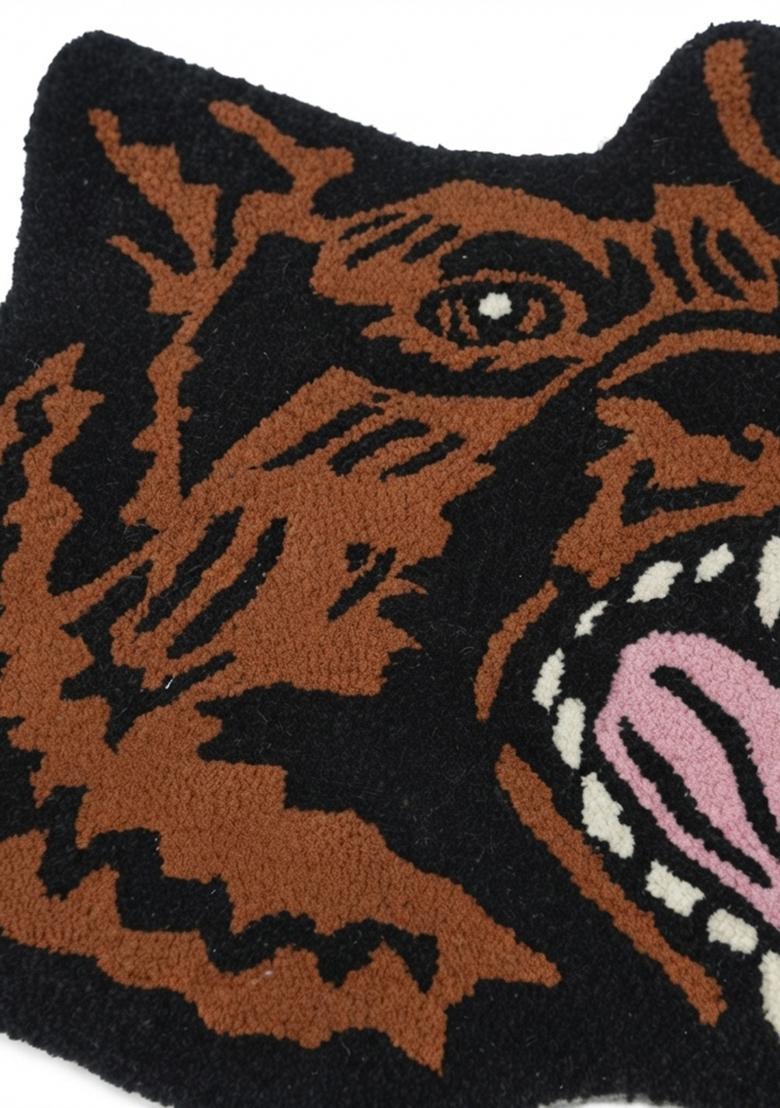 Saffron Rugs Hand-Tufted 80% Wool Bear Rug | Black Brown | Cotton Backing | Casual Animal Print - Indya