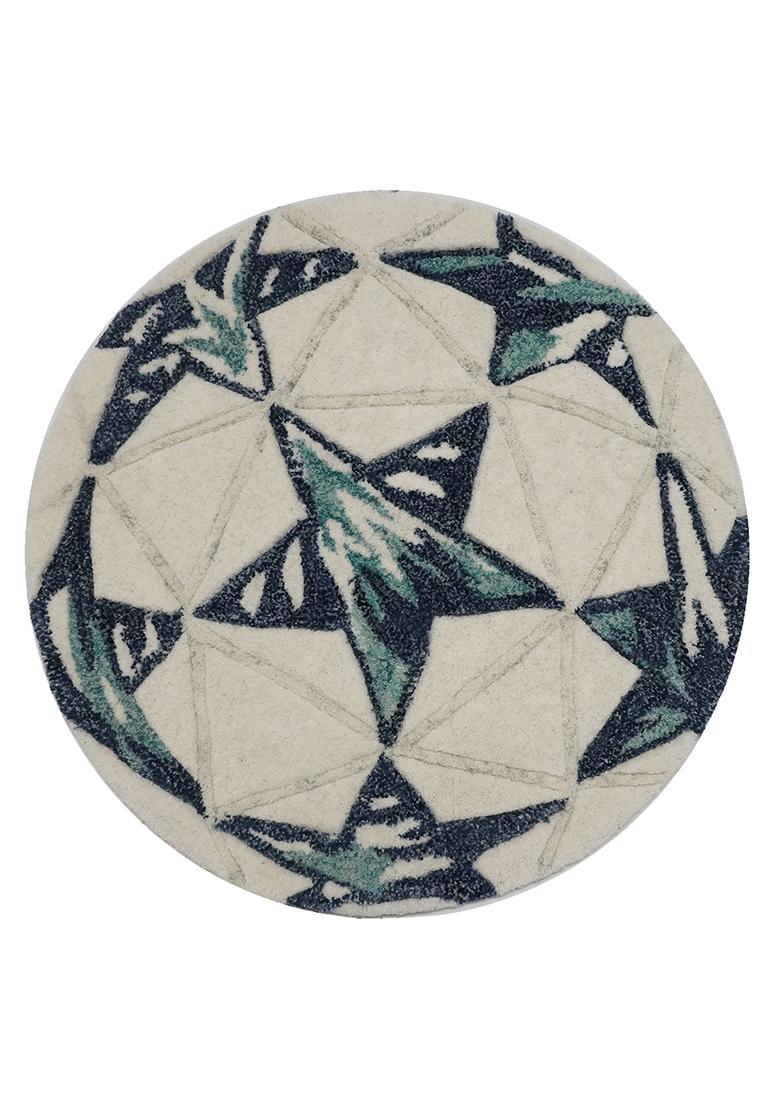 Saffron Rugs Hand-Tufted 80% Wool Rectangular Rug | Beige Navy Blue | Cotton Backing | Contemporary Stars - Indya