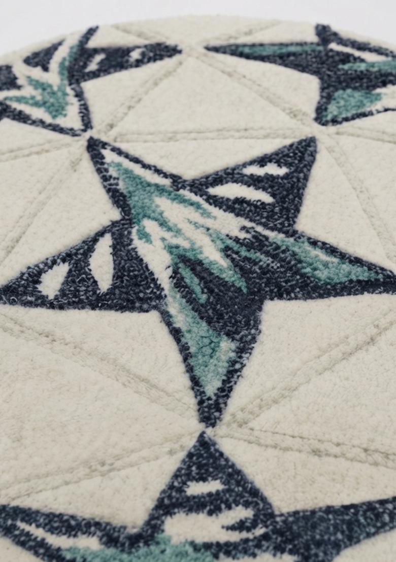 Saffron Rugs Hand-Tufted 80% Wool Rectangular Rug | Beige Navy Blue | Cotton Backing | Contemporary Stars - Indya
