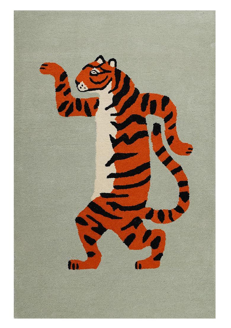 Saffron Rugs Hand-Tufted 80% Wool Rectangular Rug | Light Grey | Cotton Backing | Contemporary Animal Print - Indya
