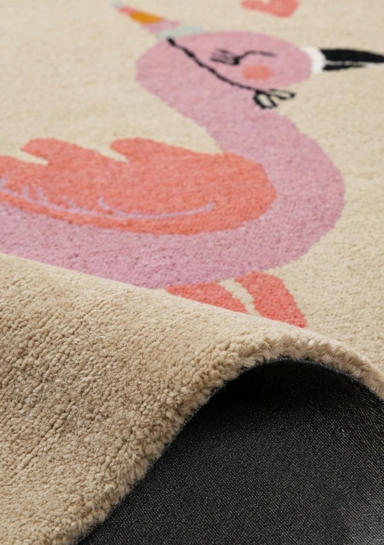 Saffron Rugs Hand-Tufted 80% Wool Rectangular Rug | Beige | Cotton Backing | Casual Animal Print - Indya
