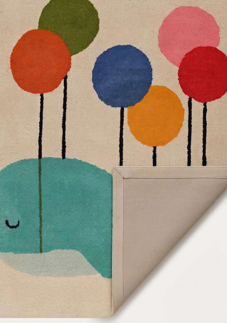 Saffron Rugs Hand-Tufted 80% Wool Square Rug | Cream | Cotton Backing | Casual Animal Print - Indya