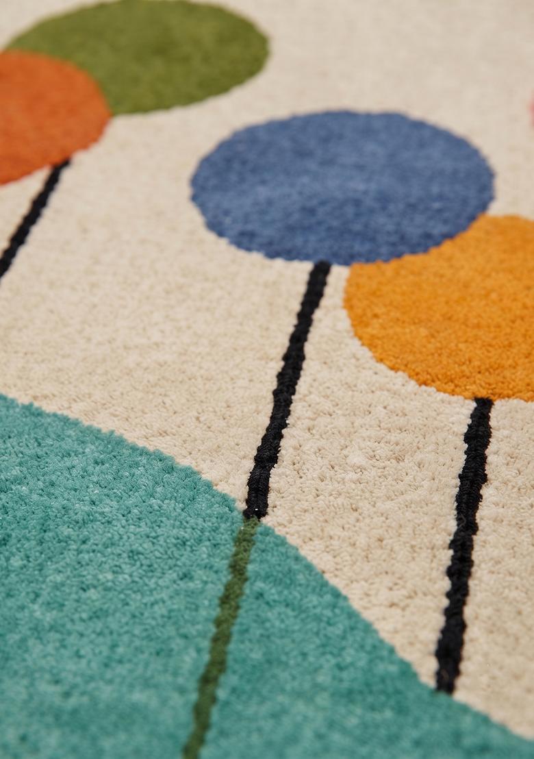 Saffron Rugs Hand-Tufted 80% Wool Square Rug | Cream | Cotton Backing | Casual Animal Print - Indya