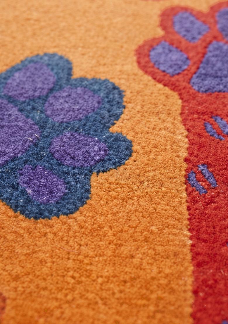 Saffron Rugs Hand-Tufted 80% Wool Rectangular Rug | Orange | Cotton Backing | Casual Animal Print - Indya