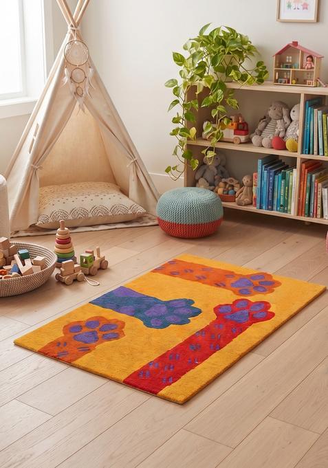 Saffron Rugs Hand-Tufted 80% Wool Rectangular Rug | Orange | Cotton Backing | Casual Animal Print