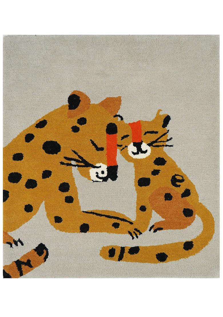 Saffron Rugs Hand-Tufted 80% Wool Rectangular Rug | Light Grey | Cotton Backing | Contemporary Animal Print - Indya