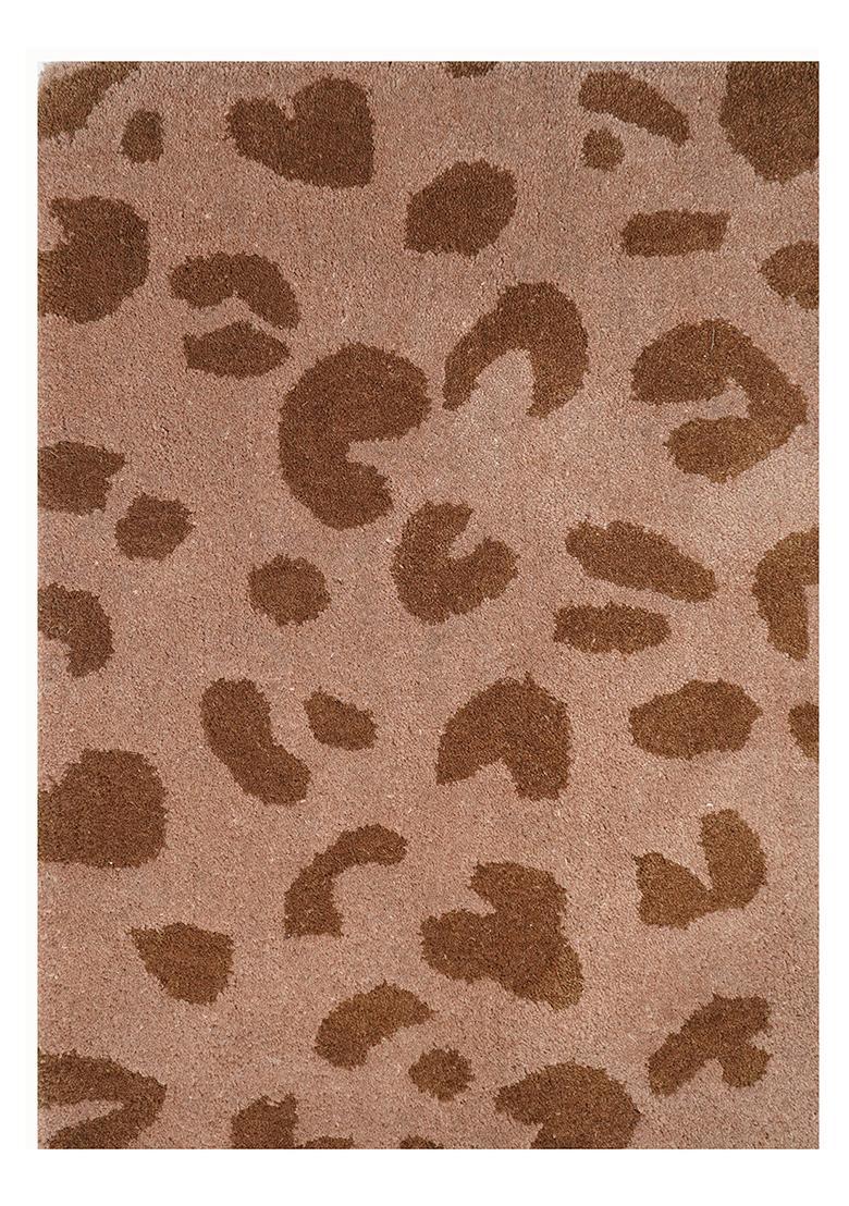 Saffron Rugs Hand-Tufted 80% Wool Rectangular Rug | Beige | Cotton Backing | Glam Animal Print - Indya