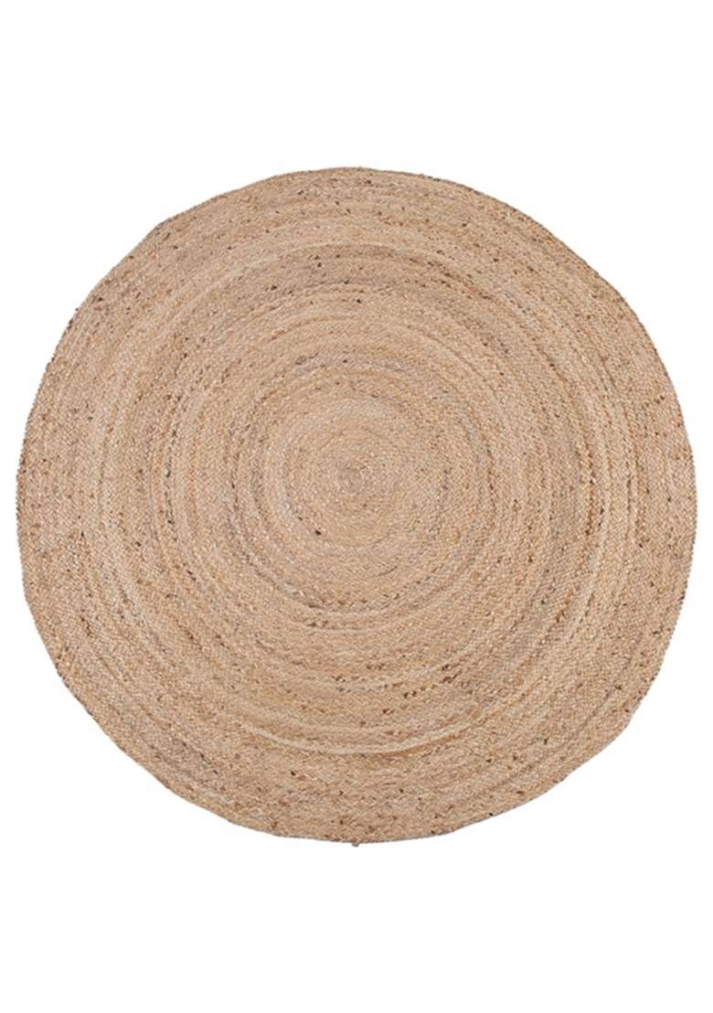 Saffron Rugs Flat Woven Natural Jute Area Rug | Natural Tan Round Rug | Bohemian Braided Home Decor Carpet for Living Room Bedroom - Indya