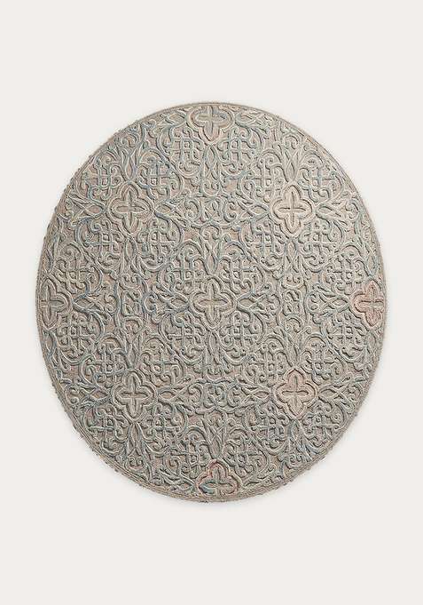 100% Wool Handmade Grey Rug | Contemporary Swirls Round Carpet With Cotton Backing For Living Room | Bedroom
