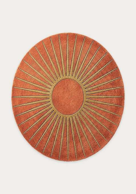 100% Wool Handmade Orange Rug | Contemporary Geometric Round Carpet With Cotton Backing For Living Room | Bedroom