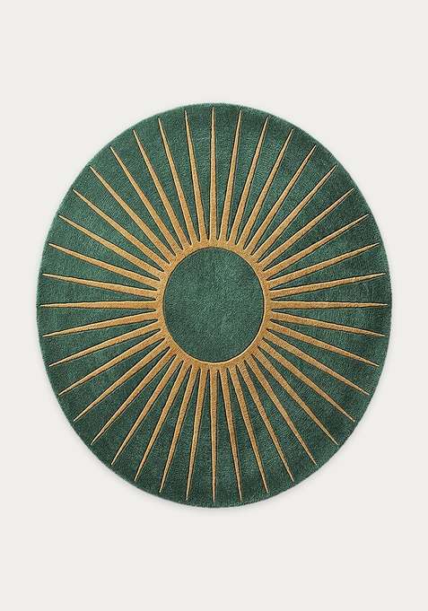 100% Wool Handmade Green Rug | Contemporary Geometric Round Carpet With Cotton Backing For Living Room | Bedroom