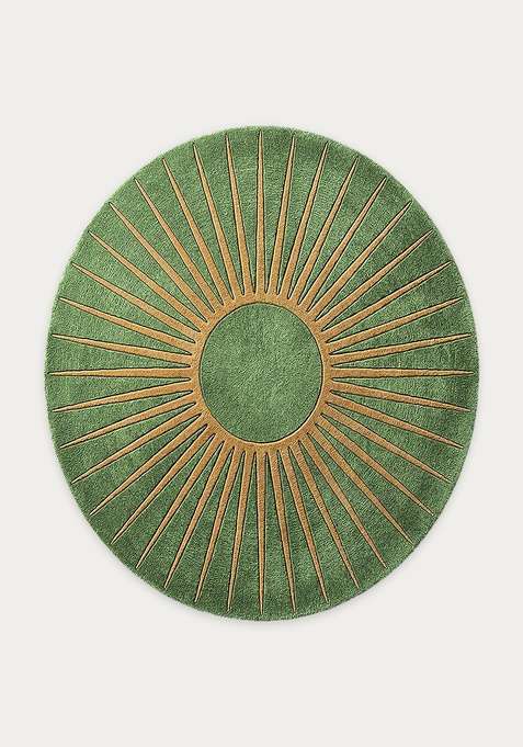 100% Wool Handmade Green Rug | Contemporary Geometric Round Carpet With Cotton Backing For Living Room | Bedroom