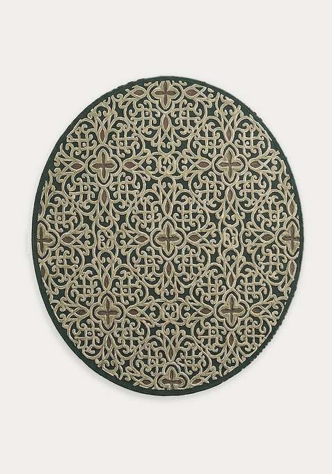 100% Wool Handmade Green Rug | Contemporary Swirls Round Carpet With Cotton Backing For Living Room | Bedroom
