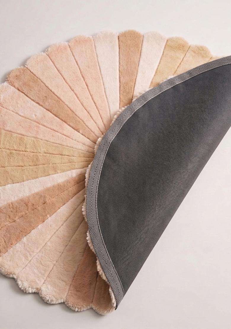 Saffron Rugs Ivory Retro Striped Hand Tufted Wool Round Rug - Indya