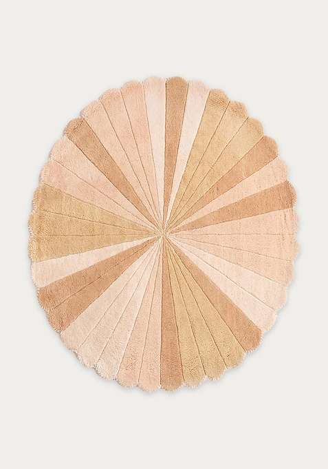 100% Wool Handmade Beige Rug | Retro Striped Round Carpet With Cotton Backing For Living Room | Bedroom