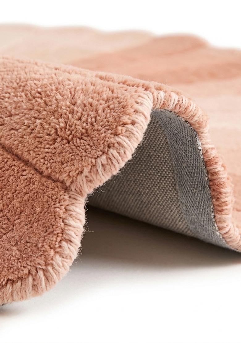 Saffron Rugs Hand Tufted Wool Area Rug | Blush Pink Round Rug | Cotton Backing | Retro Striped Home Decor Carpet for Living Room Bedroom - Indya