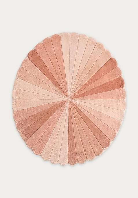 100% Wool Handmade Pink Rug | Retro Striped Round Carpet With Cotton Backing For Living Room | Bedroom