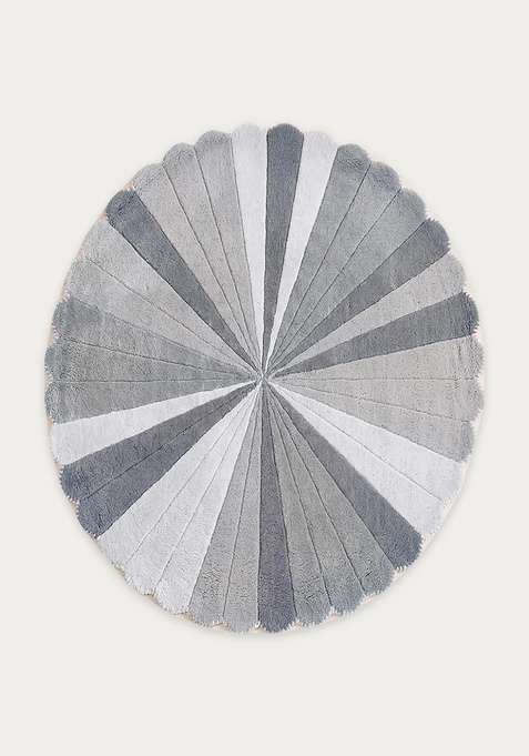 100% Wool Handmade Grey Rug | Retro Striped Round Carpet With Cotton Backing For Living Room | Bedroom