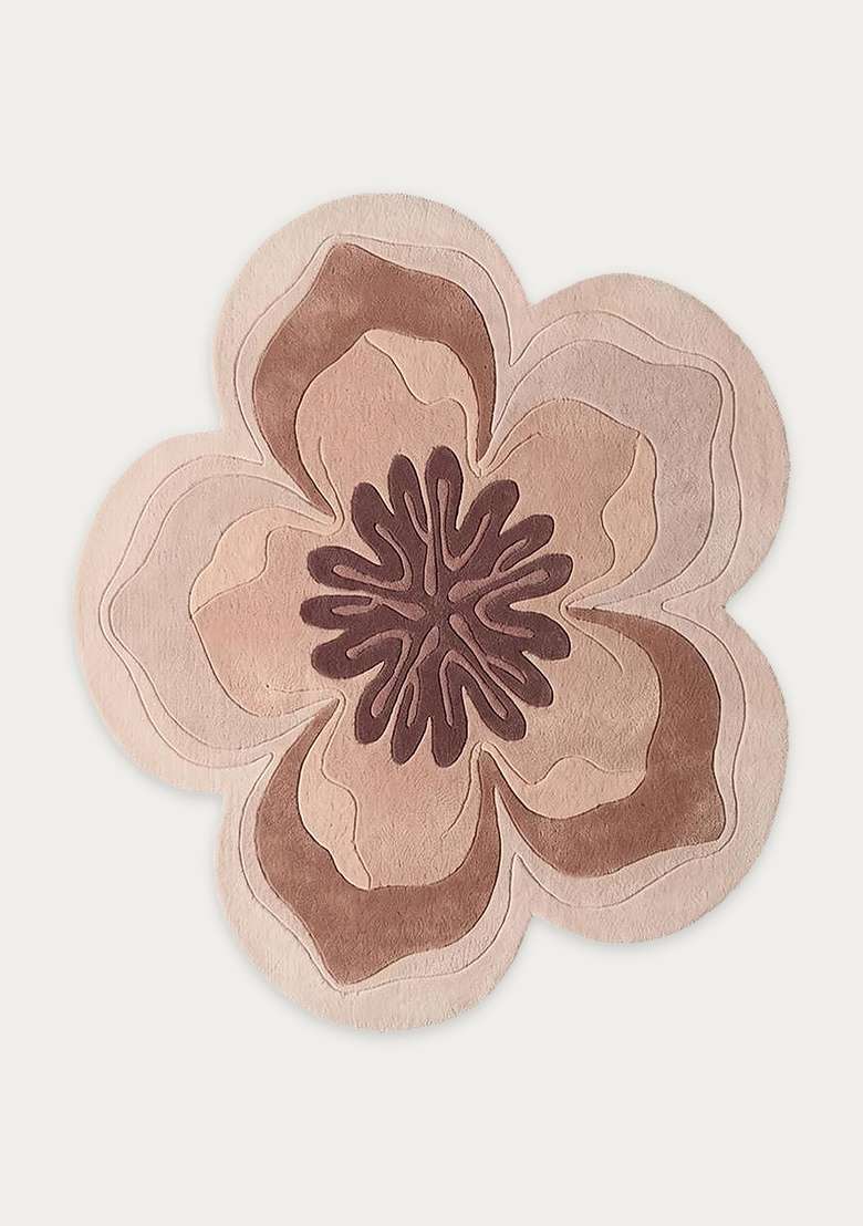 100% Wool Handmade Red Rug | Contemporary Floral Round Carpet With Cotton Backing For Living Room | Bedroom - Indya