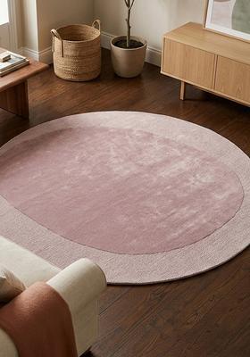 Saffron Rugs Hand Tufted Wool Area Rug | Blush Pink Round Rug | Cotton Backing | Minimalist Solid Home Decor Carpet for Living Room Bedroom