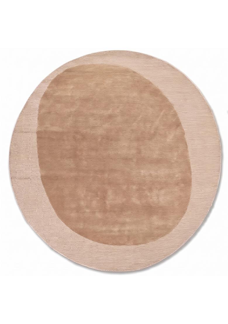 Saffron Rugs Hand Tufted Wool Area Rug | Camel Tan Round Rug | Cotton Backing | Minimalist Solid Home Decor Carpet for Living Room Bedroom - Indya