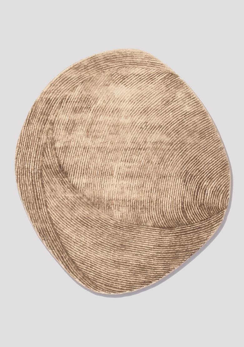 Saffron Rugs Hand Tufted Wool Area Rug | Taupe Round Rug | Cotton Backing | Modern Swirls Home Decor Carpet for Living Room Bedroom - Indya