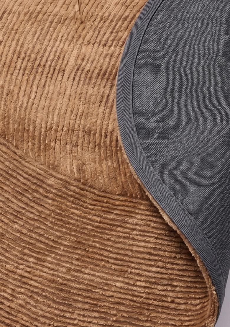 Saffron Rugs Hand Tufted Wool Area Rug | Camel Tan Round Rug | Cotton Backing | Modern Swirls Home Decor Carpet for Living Room Bedroom - Indya