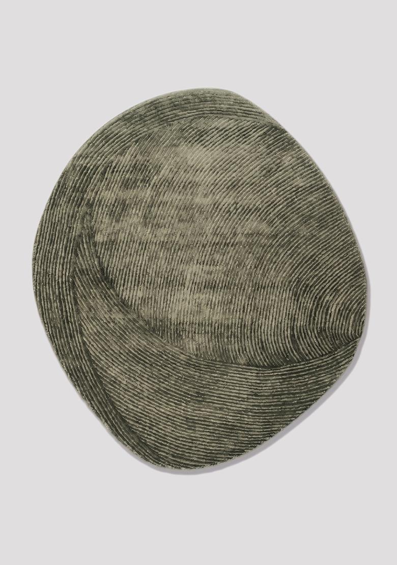 Saffron Rugs Hand Tufted Wool Area Rug | Sage Green Round Rug | Cotton Backing | Modern Swirls Home Decor Carpet for Living Room Bedroom - Indya