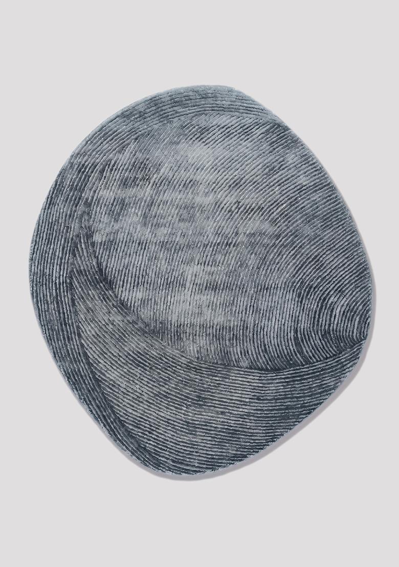 Saffron Rugs Hand Tufted Wool Area Rug | Slate Blue Round Rug | Cotton Backing | Modern Swirls Home Decor Carpet for Living Room Bedroom - Indya