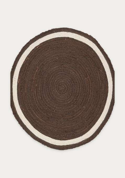 Jute Wool Braided Brown Rug | Boho Solid Round Flat Woven Reversible Carpet For Living Room