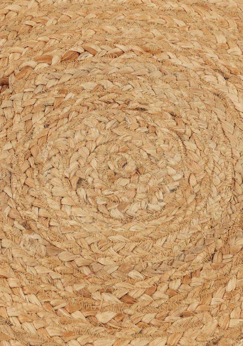 Saffron Rugs Natural Beige Boho Braided Flat Weave Jute and Wool Rectangular Rug - Indya