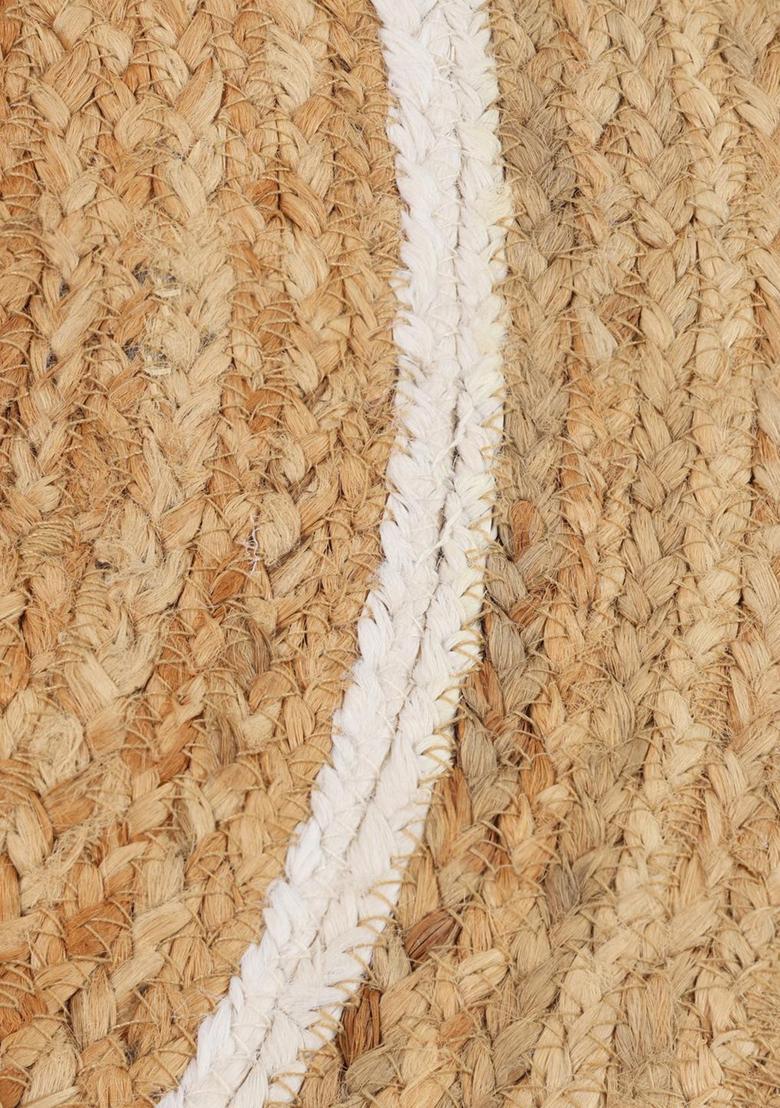 Saffron Rugs Flat Woven Natural Jute & Wool Area Rug | Natural Beige Flower Rug | Boho Braided Home Decor Carpet - Indya