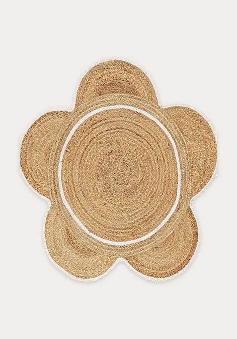 Jute Wool Braided Beige Rug | Boho Braided Flat Woven Reversible Carpet For Living Room