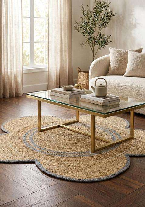 Jute Wool Braided Beige Rug | Bohemian Braided Flat Woven Reversible Carpet For Living Room